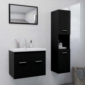 Conjunto de muebles de baño aglomerado negro de vidaXL, Muebles de baño - Ref: Foro24-3071136, Precio: 238,03 €, Descuento: %