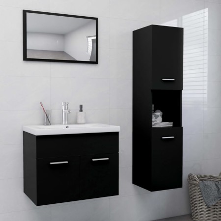 Conjunto de muebles de baño aglomerado negro de vidaXL, Muebles de baño - Ref: Foro24-3071136, Precio: 270,51 €, Descuento: %