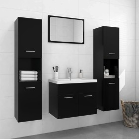 Conjunto de muebles de baño aglomerado negro de vidaXL, Muebles de baño - Ref: Foro24-3071226, Precio: 295,71 €, Descuento: %