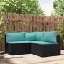 3-teiliges Gartenmöbel-Set und schwarze synthetische Rattankissen von vidaXL, Outdoor-Sofas - Ref: Foro24-319796, Preis: 188,...