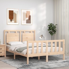 Bed frame with solid wood headboard 140x200 cm by vidaXL, Beds and slatted bases - Ref: Foro24-3192166, Price: 133,02 €, Disc...