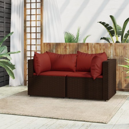 Garden corner sofas with cushions 2 units brown synthetic rattan by vidaXL, Outdoor sofas - Ref: Foro24-319810, Price: 137,99...