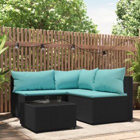 Garden set with 4-piece black synthetic rattan cushions by vidaXL, Outdoor sofas - Ref: Foro24-319797, Price: 283,99 €, Disco...