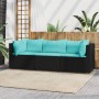 3-teiliges Gartenmöbel-Set und schwarze synthetische Rattankissen von vidaXL, Outdoor-Sofas - Ref: Foro24-319798, Preis: 230,...