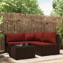 4-teiliges Gartenmöbel-Set und Kissen Kunstrattan braun von vidaXL, Outdoor-Sofas - Ref: Foro24-319813, Preis: 300,21 €, Raba...