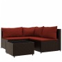 4-teiliges Gartenmöbel-Set und Kissen Kunstrattan braun von vidaXL, Outdoor-Sofas - Ref: Foro24-319813, Preis: 300,21 €, Raba...