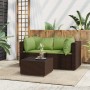 3-piece garden furniture set and brown synthetic rattan cushions by vidaXL, Outdoor sofas - Ref: Foro24-319827, Price: 188,24...