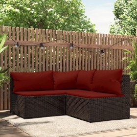 3-piece garden furniture set and brown synthetic rattan cushions by vidaXL, Outdoor sofas - Ref: Foro24-319812, Price: 259,99...