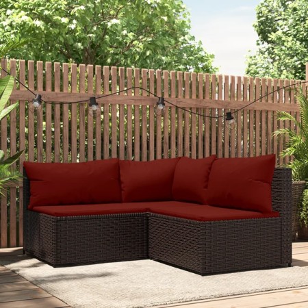 3-piece garden furniture set and brown synthetic rattan cushions by vidaXL, Outdoor sofas - Ref: Foro24-319812, Price: 259,13...