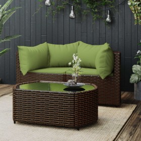 3-teiliges Gartenmöbel-Set und Kissen Kunstrattan braun von vidaXL, Outdoor-Sofas - Ref: Foro24-319839, Preis: 273,76 €, Raba...