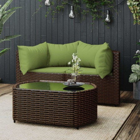 Garden furniture set 3 pieces and brown synthetic rattan cushions by vidaXL, Outdoor sofas - Ref: Foro24-319839, Price: 273,7...