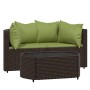 3-teiliges Gartenmöbel-Set und Kissen Kunstrattan braun von vidaXL, Outdoor-Sofas - Ref: Foro24-319839, Preis: 273,76 €, Raba...