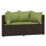 3-teiliges Gartenmöbel-Set und Kissen Kunstrattan braun von vidaXL, Outdoor-Sofas - Ref: Foro24-319839, Preis: 273,76 €, Raba...