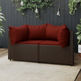 Garden corner sofas with cushions 2 units brown synthetic rattan by vidaXL, Outdoor sofas - Ref: Foro24-319822, Price: 150,79...