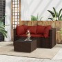 Garden furniture set 3 pieces and brown synthetic rattan cushions by vidaXL, Outdoor sofas - Ref: Foro24-319811, Price: 164,9...