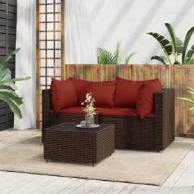 3-teiliges Gartenmöbel-Set und Kissen Kunstrattan braun von vidaXL, Outdoor-Sofas - Ref: Foro24-319811, Preis: 164,99 €, Raba...