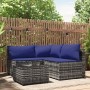 4-teiliges Gartenmöbel-Set und Kissen synthetisches Rattangrau von vidaXL, Outdoor-Sofas - Ref: Foro24-319845, Preis: 294,59 ...