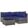 4-teiliges Gartenmöbel-Set und Kissen synthetisches Rattangrau von vidaXL, Outdoor-Sofas - Ref: Foro24-319845, Preis: 293,99 ...