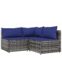 4-piece garden furniture set with gray synthetic rattan cushions by vidaXL, Outdoor sofas - Ref: Foro24-319845, Price: 294,59...