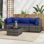 4-teiliges Gartenmöbel-Set und Kissen synthetisches Rattangrau von vidaXL, Outdoor-Sofas - Ref: Foro24-319847, Preis: 216,66 ...