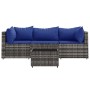 4-teiliges Gartenmöbel-Set und Kissen synthetisches Rattangrau von vidaXL, Outdoor-Sofas - Ref: Foro24-319847, Preis: 216,99 ...