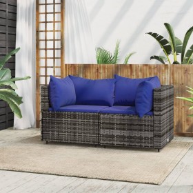 Garten-Ecksofas mit Kissen, 2 Stück, graues synthetisches Rattan von vidaXL, Outdoor-Sofas - Ref: Foro24-319842, Preis: 101,7...