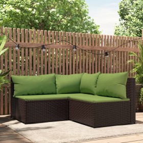 3-teiliges Gartenmöbel-Set und braune Kissen aus synthetischem Rattan von vidaXL, Outdoor-Sofas - Ref: Foro24-319828, Preis: ...