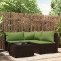 4-piece garden furniture set and brown synthetic rattan cushions by vidaXL, Outdoor sofas - Ref: Foro24-319829, Price: 341,47...