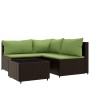 4-teiliges Gartenmöbel-Set und braune synthetische Rattankissen von vidaXL, Outdoor-Sofas - Ref: Foro24-319829, Preis: 341,47...