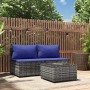 3-teiliges Gartenmöbel-Set und Kissen synthetisches Rattangrau von vidaXL, Outdoor-Sofas - Ref: Foro24-319851, Preis: 104,94 ...