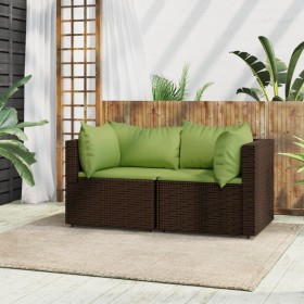 Corner garden sofas with 2 brown synthetic rattan cushions by vidaXL, Outdoor sofas - Ref: Foro24-319826, Price: 185,78 €, Di...