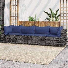 4-teiliges Gartenmöbel-Set und graue synthetische Rattankissen von vidaXL, Outdoor-Sofas - Ref: Foro24-319848, Preis: 176,99 ...