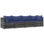 4-teiliges Gartenmöbel-Set und graue synthetische Rattankissen von vidaXL, Outdoor-Sofas - Ref: Foro24-319848, Preis: 177,89 ...