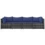 4-teiliges Gartenmöbel-Set und graue synthetische Rattankissen von vidaXL, Outdoor-Sofas - Ref: Foro24-319848, Preis: 177,89 ...