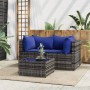 3-piece garden furniture set and gray synthetic rattan cushions by vidaXL, Outdoor sofas - Ref: Foro24-319843, Price: 122,08 ...