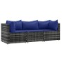 3-teiliges Gartenmöbel-Set und graue synthetische Rattankissen von vidaXL, Outdoor-Sofas - Ref: Foro24-319846, Preis: 140,42 ...