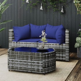 3-teiliges Gartenmöbel-Set und graue synthetische Rattankissen von vidaXL, Outdoor-Sofas - Ref: Foro24-319855, Preis: 138,56 ...