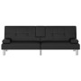 Sofá cama con portavasos cuero sintético negro de vidaXL, Sofás - Ref: Foro24-351926, Precio: 266,41 €, Descuento: %