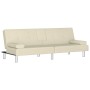 Sofá cama con portavasos cuero sintético color crema de vidaXL, Sofás - Ref: Foro24-351927, Precio: 268,99 €, Descuento: %