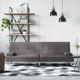 Graues Schlafsofa aus Kunstleder mit Getränkehalter von vidaXL, Sofas - Ref: Foro24-351928, Preis: 262,99 €, Rabatt: %