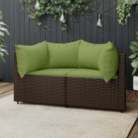 Garden corner sofas with cushions 2 units brown synthetic rattan by vidaXL, Outdoor sofas - Ref: Foro24-319838, Price: 203,07...