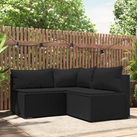 3-teiliges Gartenmöbel-Set und schwarze synthetische Rattankissen von vidaXL, Outdoor-Sofas - Ref: Foro24-319780, Preis: 220,...