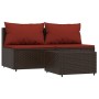 Set muebles de jardín 3 piezas y cojines ratán sintético marrón de vidaXL, Sofás de exterior - Ref: Foro24-319819, Precio: 19...