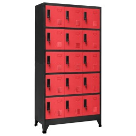 Anthracite gray and red steel locker 90x40x180 cm by vidaXL, Lockers and storage cabinets - Ref: Foro24-339825, Price: 351,99...