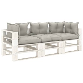 3-seater pallet sofa for garden made of wood with taupe cushions by vidaXL, Outdoor sofas - Ref: Foro24-3052401, Price: 321,9...