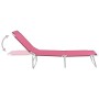 Tumbona plegable de acero y tela rosa de vidaXL, Tumbonas - Ref: Foro24-310330, Precio: 58,65 €, Descuento: %