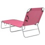 Tumbona plegable de acero y tela rosa de vidaXL, Tumbonas - Ref: Foro24-310330, Precio: 58,65 €, Descuento: %