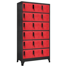 Anthracite gray and red steel locker 90x40x180 cm by vidaXL, Lockers and storage cabinets - Ref: Foro24-339833, Price: 364,11...