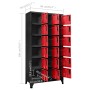 Anthracite gray and red steel locker 90x40x180 cm by vidaXL, Lockers and storage cabinets - Ref: Foro24-339833, Price: 350,84...