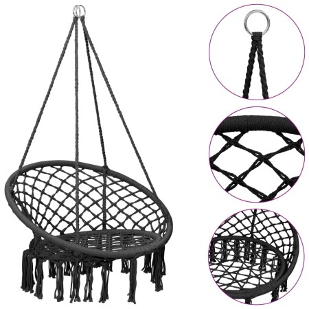 Hanging hammock swing chair 80 cm anthracite by vidaXL, Swings and seesaws - Ref: Foro24-93156, Price: 67,83 €, Discount: %